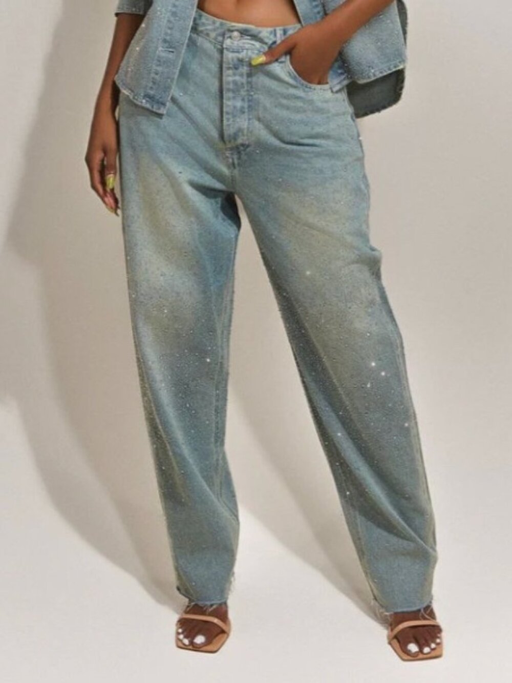 Mars The Label The Kai Rhinestone Jeans in Blue Size Small